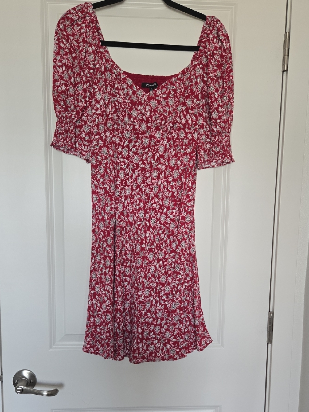 Madewell Red & White Floral Mini Dress